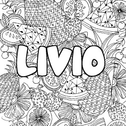 Coloriage prénom LIVIO - décor Mandala fruits