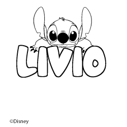 Coloriage pr&eacute;nom LIVIO - d&eacute;cor Stitch
