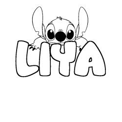 Coloriage prénom LIYA - décor Stitch