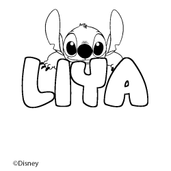 Coloriage pr&eacute;nom LIYA - d&eacute;cor Stitch