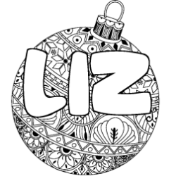 Coloriage pr&eacute;nom LIZ - d&eacute;cor Boule de No&euml;l