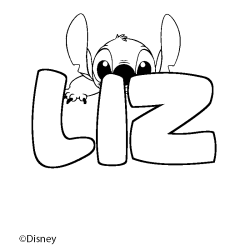 Coloriage pr&eacute;nom LIZ - d&eacute;cor Stitch