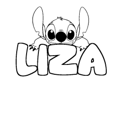 Coloriage prénom LIZA - décor Stitch