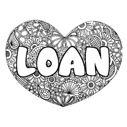 Coloriage LOAN - d&eacute;cor Mandala coeur