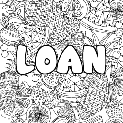 Coloriage LOAN - d&eacute;cor Mandala fruits