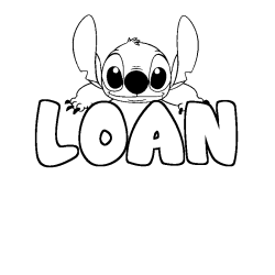 Coloriage prénom LOAN - décor Stitch