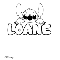 Coloriage pr&eacute;nom LOANE - d&eacute;cor Stitch