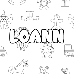 Coloriage prénom LOANN - décor Jouets