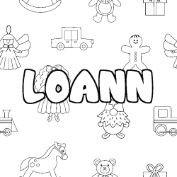 Coloriage pr&eacute;nom LOANN - d&eacute;cor Jouets