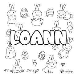Coloriage pr&eacute;nom LOANN - d&eacute;cor Paques