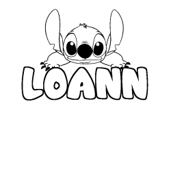 Coloriage prénom LOANN - décor Stitch