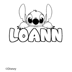 Coloriage pr&eacute;nom LOANN - d&eacute;cor Stitch