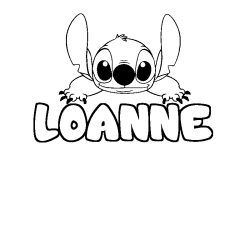 Coloriage prénom LOANNE - décor Stitch