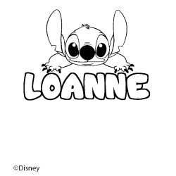 Coloriage pr&eacute;nom LOANNE - d&eacute;cor Stitch