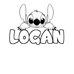 Coloriage prénom LOGAN - décor Stitch