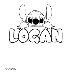 Coloriage pr&eacute;nom LOGAN - d&eacute;cor Stitch
