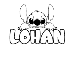 Coloriage prénom LOHAN - décor Stitch