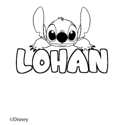 Coloriage pr&eacute;nom LOHAN - d&eacute;cor Stitch