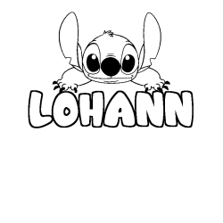 Coloriage prénom LOHANN - décor Stitch