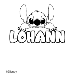 Coloriage pr&eacute;nom LOHANN - d&eacute;cor Stitch