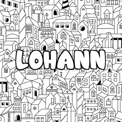 Coloriage prénom LOHANN - décor Ville
