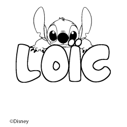 Coloriage pr&eacute;nom LO&Iuml;C - d&eacute;cor Stitch
