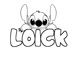 Coloriage prénom LOICK - décor Stitch