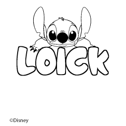 Coloriage pr&eacute;nom LOICK - d&eacute;cor Stitch