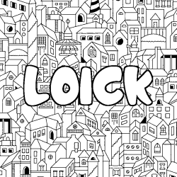 Coloriage prénom LOICK - décor Ville