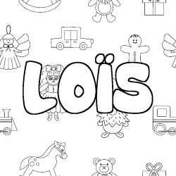 Coloriage pr&eacute;nom LO&Iuml;S - d&eacute;cor Jouets