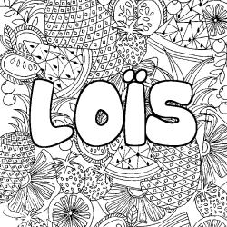Coloriage pr&eacute;nom LO&Iuml;S - d&eacute;cor Mandala fruits
