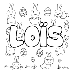 Coloriage pr&eacute;nom LO&Iuml;S - d&eacute;cor Paques