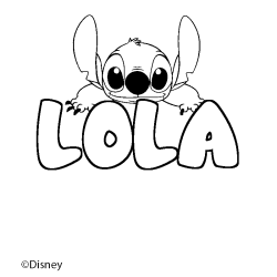 Coloriage pr&eacute;nom LOLA - d&eacute;cor Stitch