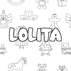 Coloriage prénom LOLITA - décor Jouets