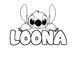 Coloriage prénom LOONA - décor Stitch