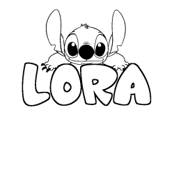 Coloriage prénom LORA - décor Stitch