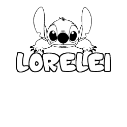 Coloriage prénom LORELEI - décor Stitch