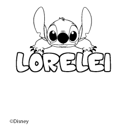 Coloriage pr&eacute;nom LORELEI - d&eacute;cor Stitch