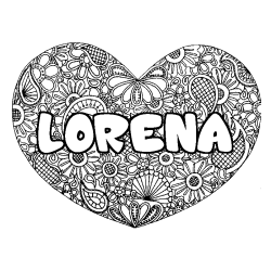 Coloriage LORENA - d&eacute;cor Mandala coeur