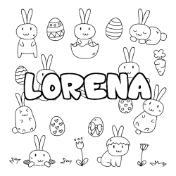 Coloriage LORENA - d&eacute;cor Paques