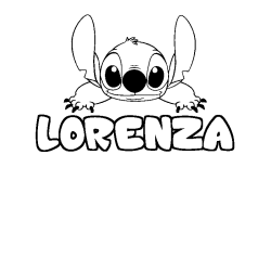 Coloriage prénom LORENZA - décor Stitch