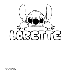 Coloriage pr&eacute;nom LORETTE - d&eacute;cor Stitch