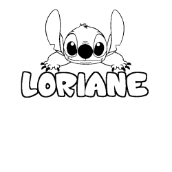 Coloriage prénom LORIANE - décor Stitch