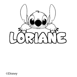 Coloriage pr&eacute;nom LORIANE - d&eacute;cor Stitch