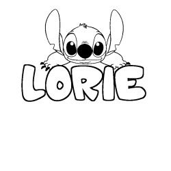 Coloriage prénom LORIE - décor Stitch