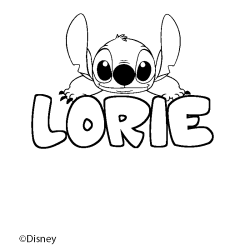 Coloriage pr&eacute;nom LORIE - d&eacute;cor Stitch