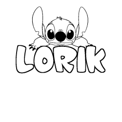 Coloriage prénom LORIK - décor Stitch