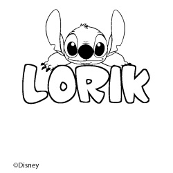 Coloriage pr&eacute;nom LORIK - d&eacute;cor Stitch
