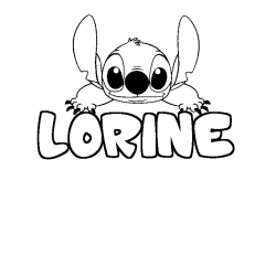 Coloriage prénom LORINE - décor Stitch