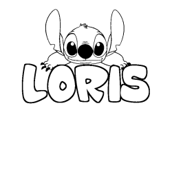 Coloriage prénom LORIS - décor Stitch